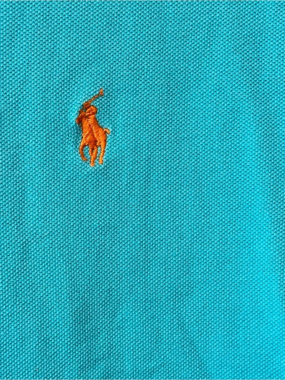 Polo Ralph Lauren Custom Fit Mesh Polo Shirt Turquoise Blue Orange Pony Sz M